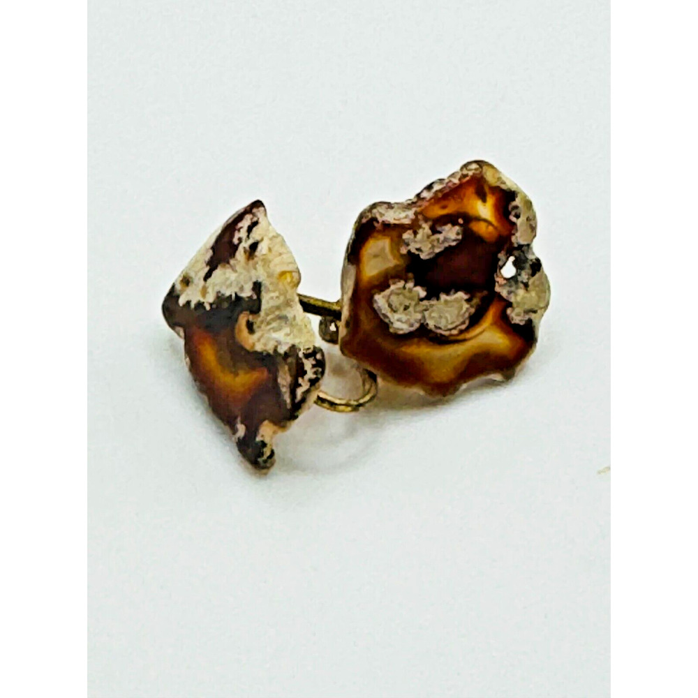 Vintage Condor Natural Agate Earrings Screwback Rare